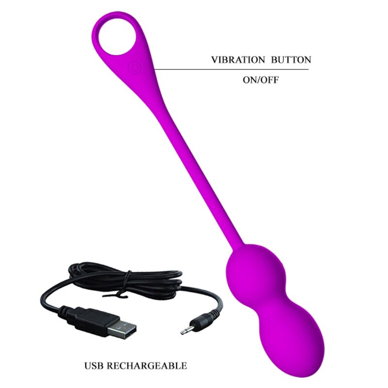 PRETTY LOVE - ELVIRA RECHARGEABLE VIBRATING BALLS PURPLE - My naughty haven #