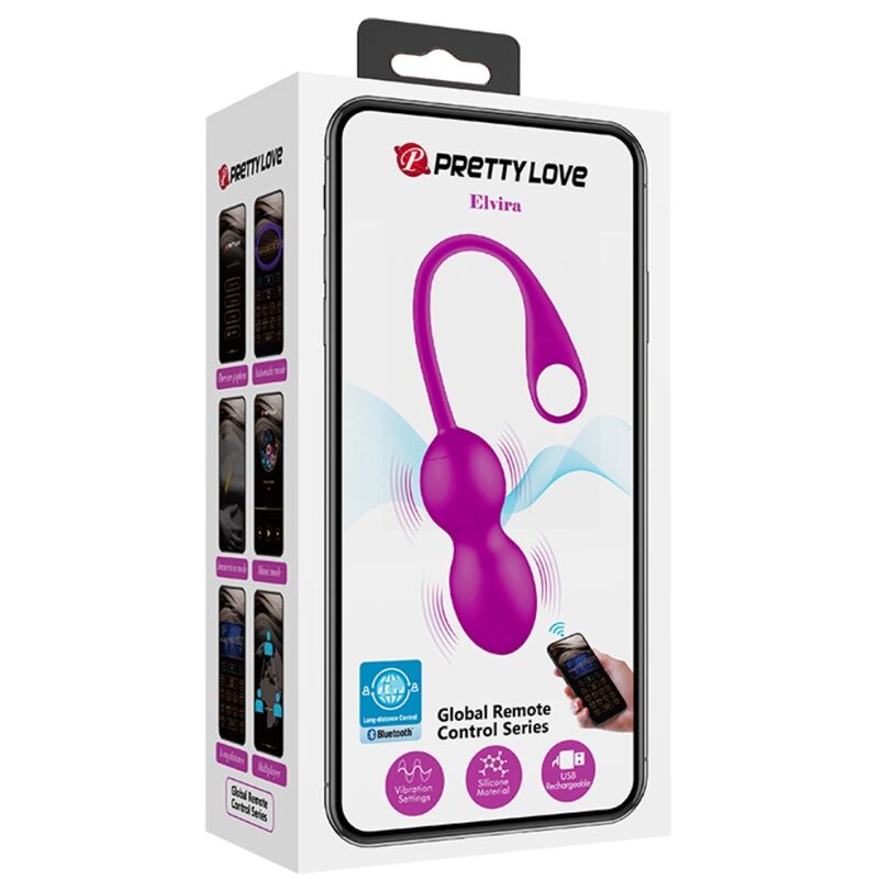 PRETTY LOVE - ELVIRA RECHARGEABLE VIBRATING BALLS PURPLE - My naughty haven #