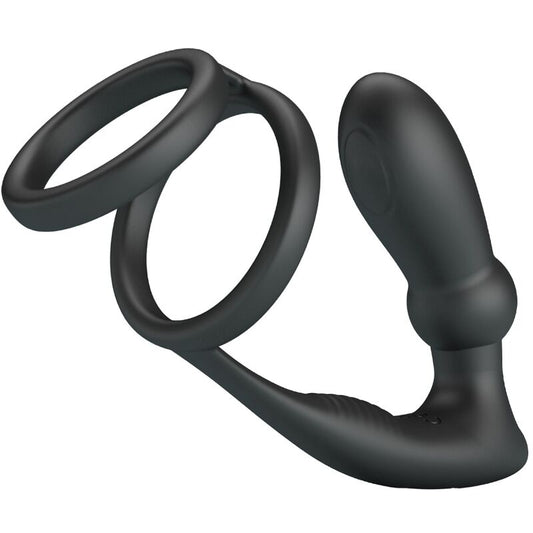 PRETTY LOVE - EMONI PENIS RING + ANAL PLUG 12 VIBRATIONS BLACK - My naughty haven #