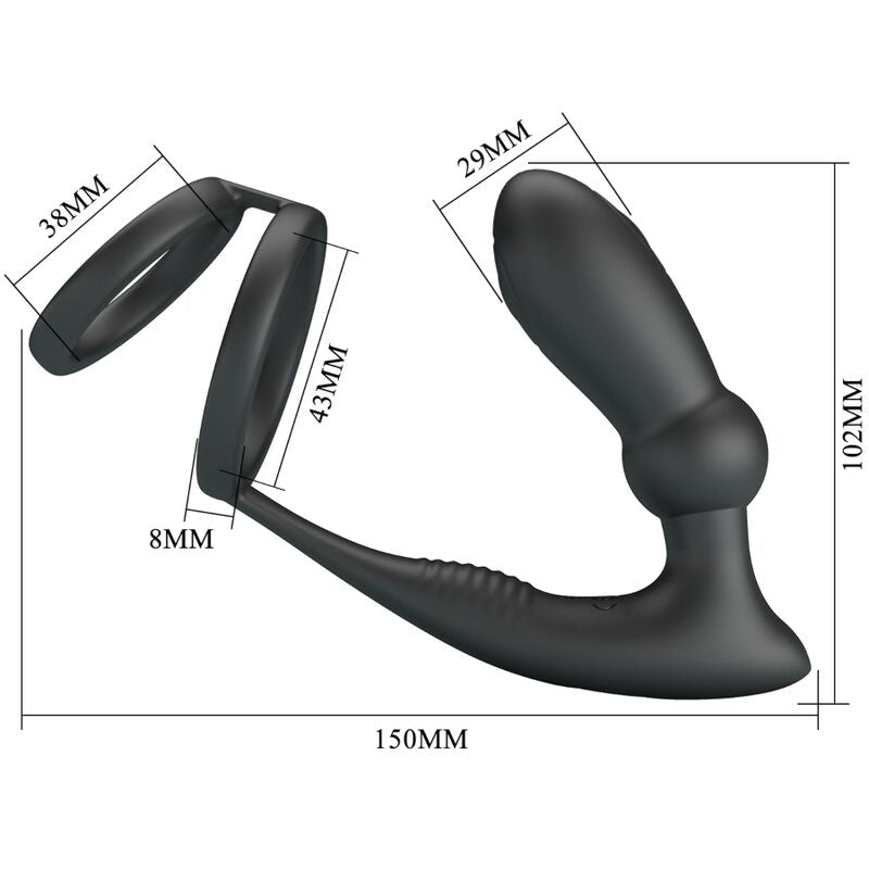 PRETTY LOVE - EMONI PENIS RING + ANAL PLUG 12 VIBRATIONS BLACK - My naughty haven #