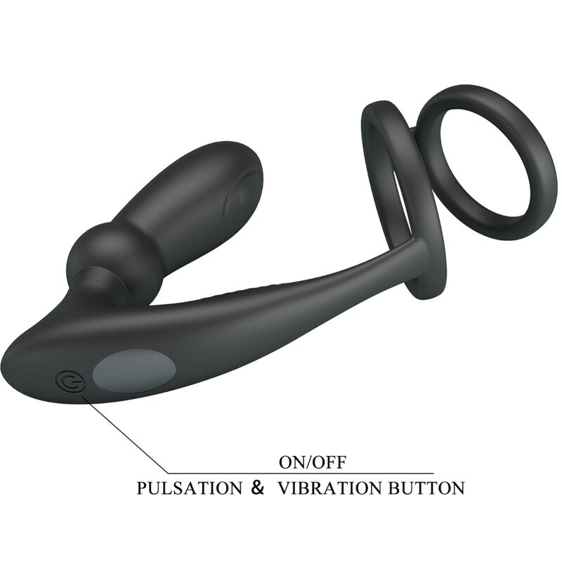 PRETTY LOVE - EMONI PENIS RING + ANAL PLUG 12 VIBRATIONS BLACK - My naughty haven #