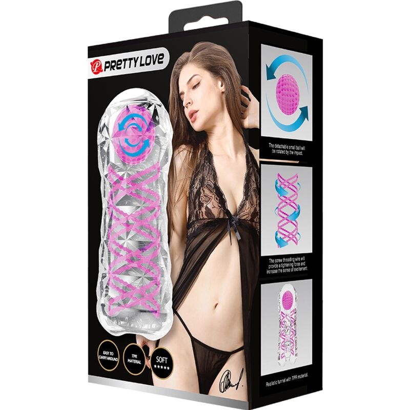 PRETTY LOVE - FANTASY MALE MASTURBATOR WITH INTERNAL SPIRAL AND TRANSPARENT BALLS - My naughty haven #