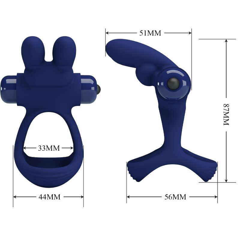 PRETTY LOVE - FRANCISCO DOUBLE VIBRATING RING RABBIT BLUE - My naughty haven #