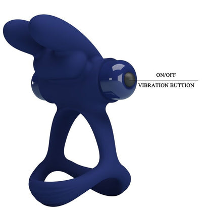 PRETTY LOVE - FRANCISCO DOUBLE VIBRATING RING RABBIT BLUE - My naughty haven #