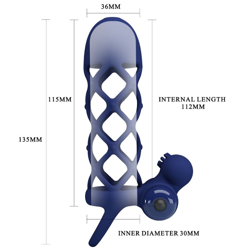 PRETTY LOVE - GIANN VIBRATOR RING WITH SILICONE SHEATH BLUE - My naughty haven #