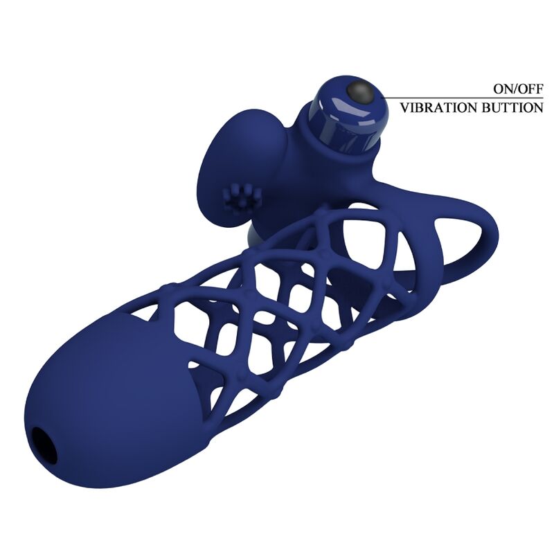 PRETTY LOVE - GIANN VIBRATOR RING WITH SILICONE SHEATH BLUE - My naughty haven #
