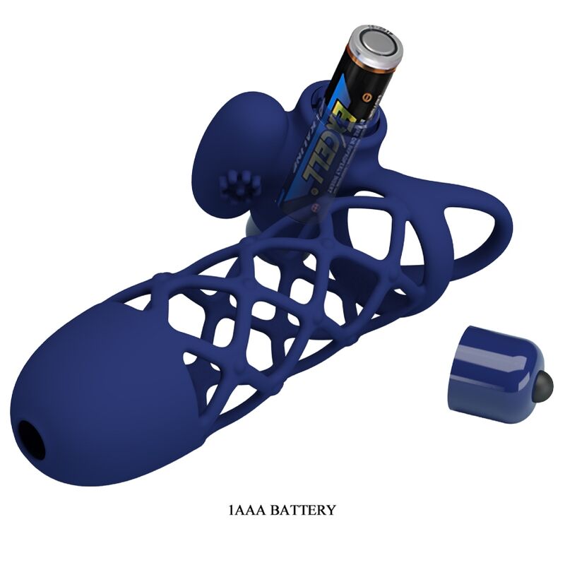 PRETTY LOVE - GIANN VIBRATOR RING WITH SILICONE SHEATH BLUE - My naughty haven #