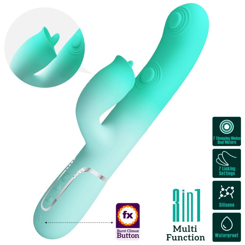 PRETTY LOVE - GIGI MULTIFUNCTION RABBIT VIBRATOR AQUA GREEN - My naughty haven #