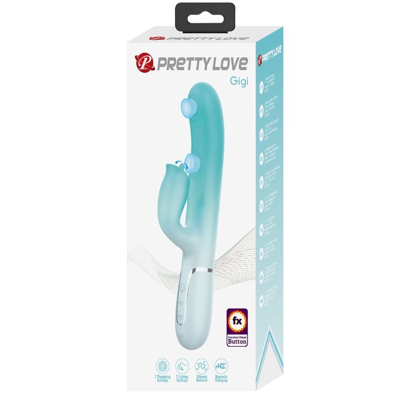 PRETTY LOVE - GIGI MULTIFUNCTION RABBIT VIBRATOR AQUA GREEN - My naughty haven #