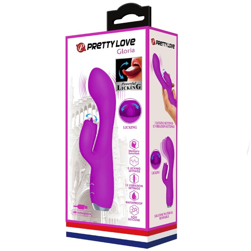 PRETTY LOVE - GLORIA RECHARGEABLE RABBIT VIBRATOR-WATERPROOF PURPLE - My naughty haven #