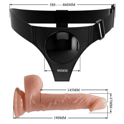 PRETTY LOVE - HARNESS BRIEFS UNIVERSAL HARNESS WITH DILDO KEVIN 19 CM NATURAL - My naughty haven #