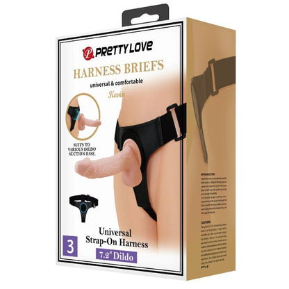 PRETTY LOVE - HARNESS BRIEFS UNIVERSAL HARNESS WITH DILDO KEVIN 19 CM NATURAL - My naughty haven #