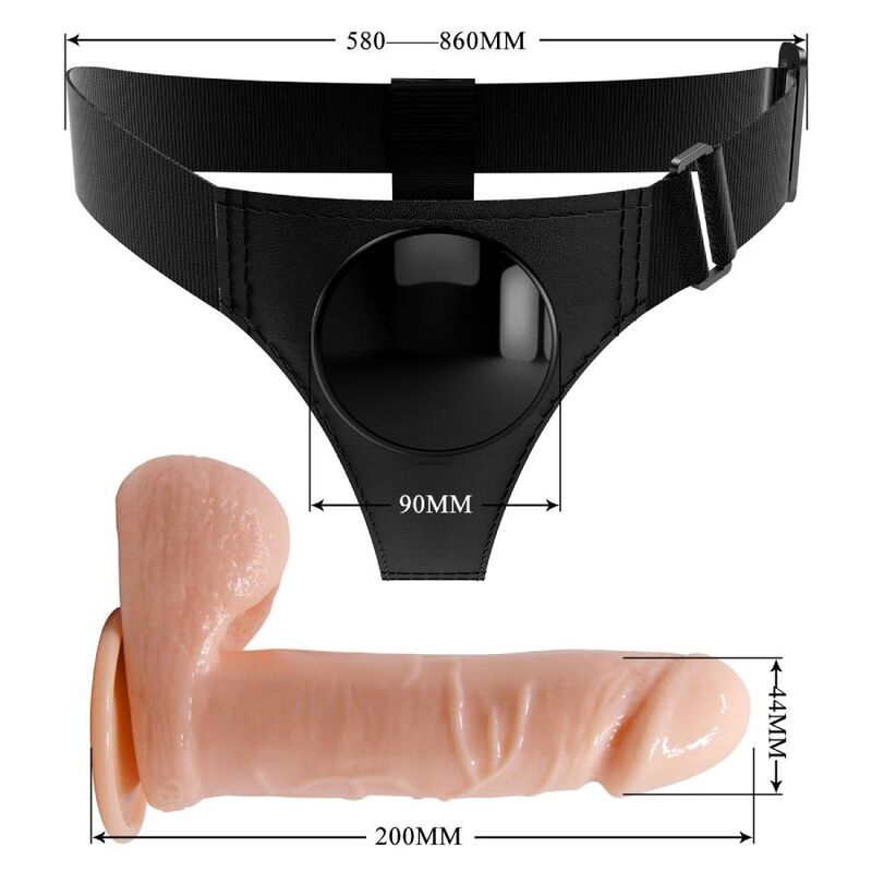 PRETTY LOVE - HARNESS BRIEFS UNIVERSAL HARNESS WITH DILDO TOM 20 CM NATURAL - My naughty haven #