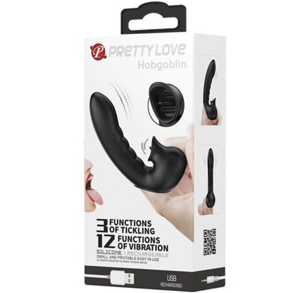 PRETTY LOVE - HOBGOBLIN VIBRATING FINGER CASE 12 VIBRATIONS + CLITORIS STIMULATOR BLACK - My naughty haven #