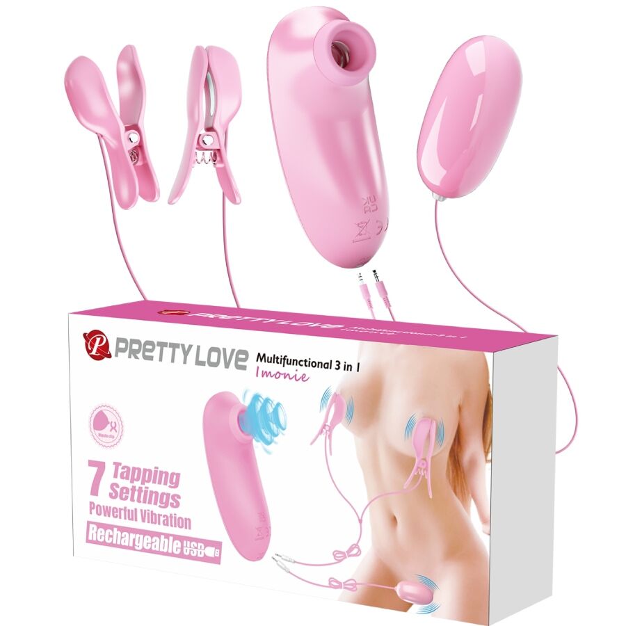 PRETTY LOVE - IMONIE 3-IN-1 MULTIFUNCTIONAL SET WITH SUCTION CUP, NIPPLES AND CLITORIS - My naughty haven #