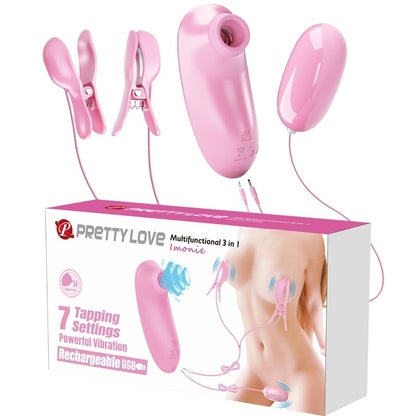 PRETTY LOVE - IMONIE 3-IN-1 MULTIFUNCTIONAL SET WITH SUCTION CUP, NIPPLES AND CLITORIS - My naughty haven #