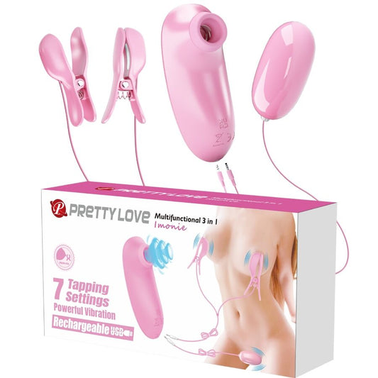 PRETTY LOVE - IMONIE 3-IN-1 MULTIFUNCTIONAL SET WITH SUCTION CUP, NIPPLES AND CLITORIS - My naughty haven #