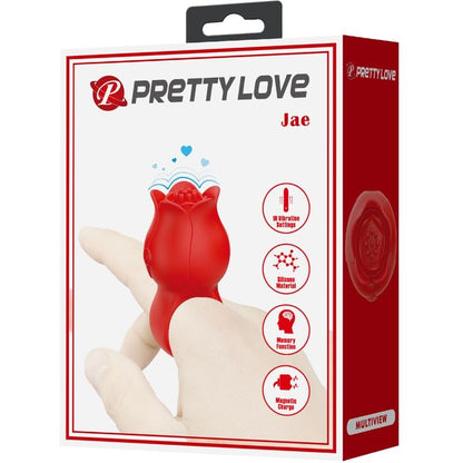 PRETTY LOVE - JAE ROSE SHAPED FINGER VIBRATOR 10 VIBRATIONS RED - My naughty haven #