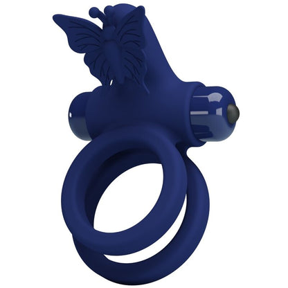 PRETTY LOVE - JAMELE DOUBLE RING WITH VIBRATION & BUTTERFLY STIMULATOR BLUE - My naughty haven #