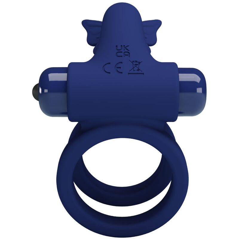 PRETTY LOVE - JAMELE DOUBLE RING WITH VIBRATION & BUTTERFLY STIMULATOR BLUE - My naughty haven #