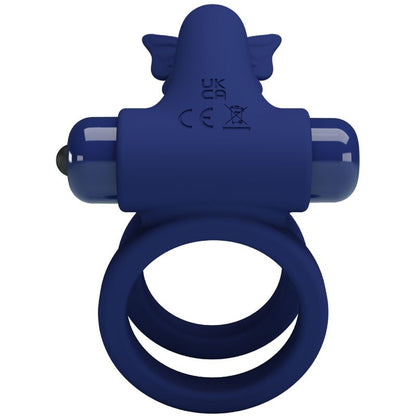 PRETTY LOVE - JAMELE DOUBLE RING WITH VIBRATION & BUTTERFLY STIMULATOR BLUE - My naughty haven #