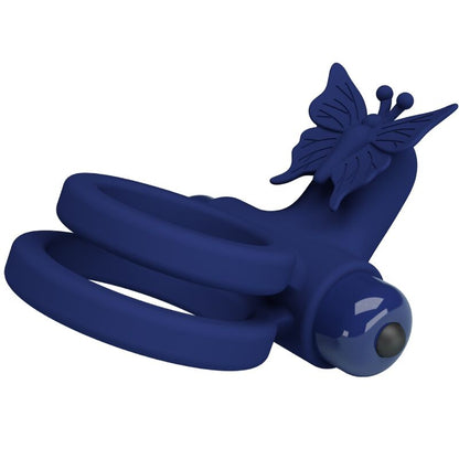 PRETTY LOVE - JAMELE DOUBLE RING WITH VIBRATION & BUTTERFLY STIMULATOR BLUE - My naughty haven #