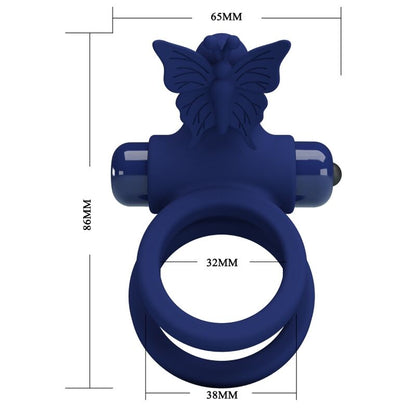 PRETTY LOVE - JAMELE DOUBLE RING WITH VIBRATION & BUTTERFLY STIMULATOR BLUE - My naughty haven #