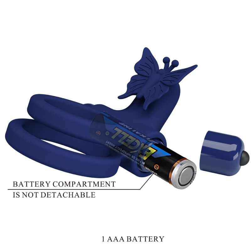 PRETTY LOVE - JAMELE DOUBLE RING WITH VIBRATION & BUTTERFLY STIMULATOR BLUE - My naughty haven #