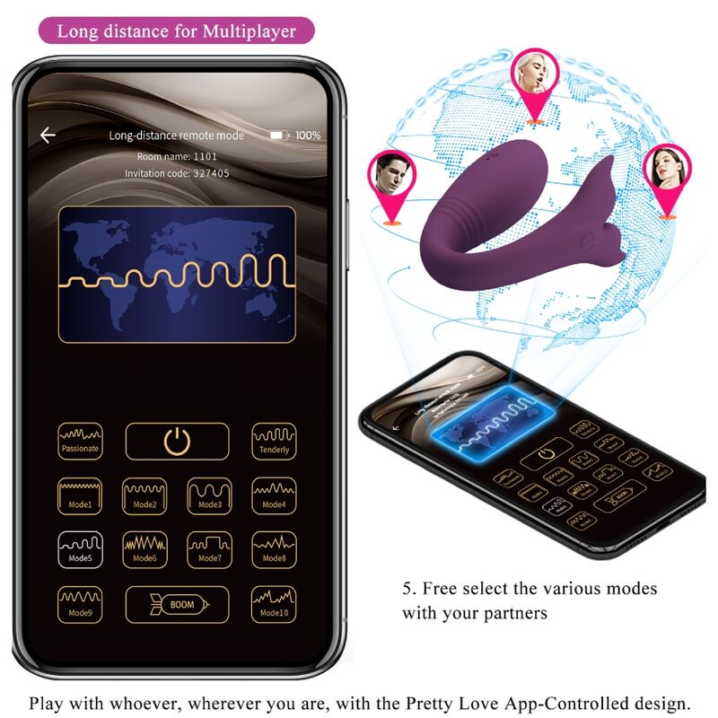 PRETTY LOVE - JAYLEEN VIBRATOR APP REMOTE CONTROL PURPLE - My naughty haven #