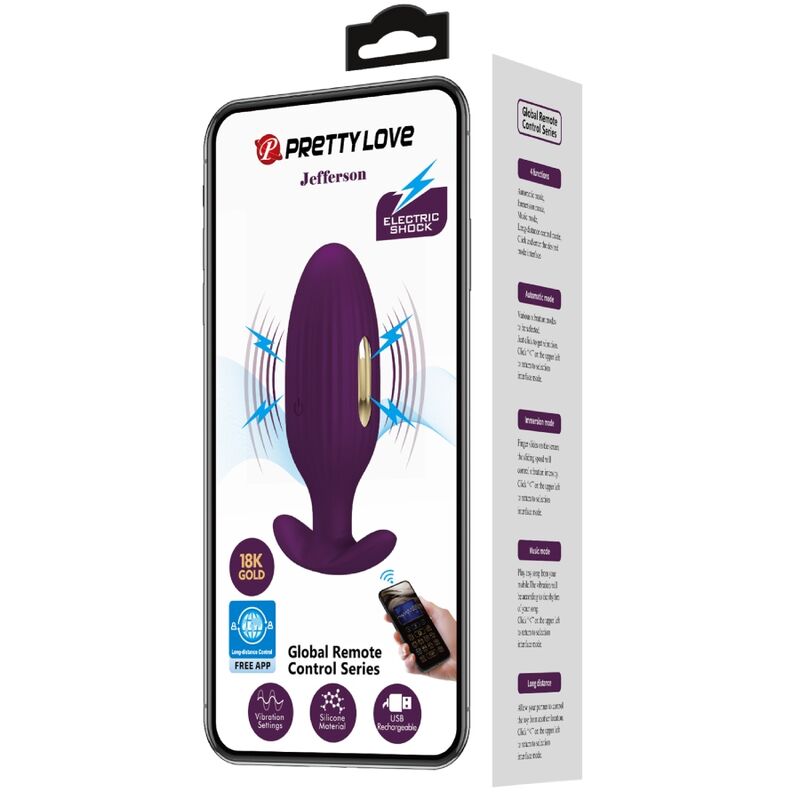 PRETTY LOVE - JEFFERSON APP CONTROLLED ANAL PLUG PURPLE - My naughty haven #