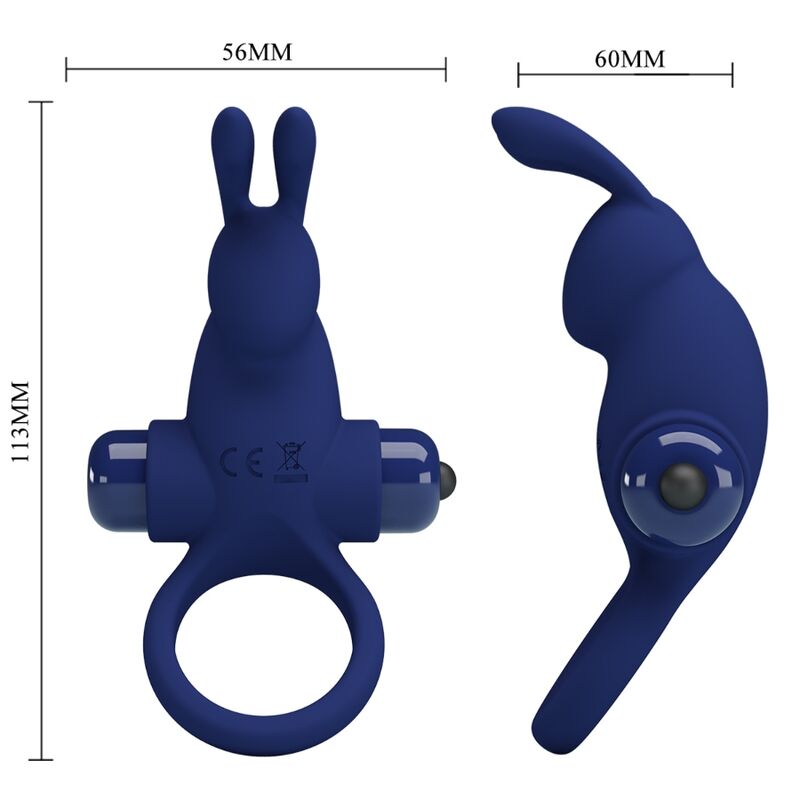 PRETTY LOVE - JIRO RABBIT RING WITH VIBRATION BLUE - My naughty haven #