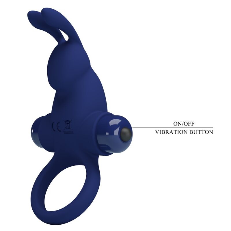 PRETTY LOVE - JIRO RABBIT RING WITH VIBRATION BLUE - My naughty haven #