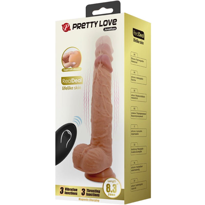 PRETTY LOVE - JONATHAN SILICONE DILDO 3 VIBRATIONS + 3 INSERTION MEASUREMENTS REMOTE CONTROL 21 CM - My naughty haven #