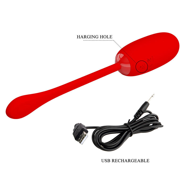 PRETTY LOVE - JULIUS WATERPROOF-RECHARGEABLE VIBRATING EGG RED - My naughty haven #