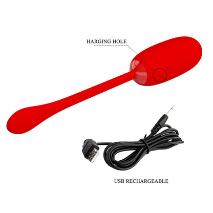PRETTY LOVE - JULIUS WATERPROOF-RECHARGEABLE VIBRATING EGG RED - My naughty haven #