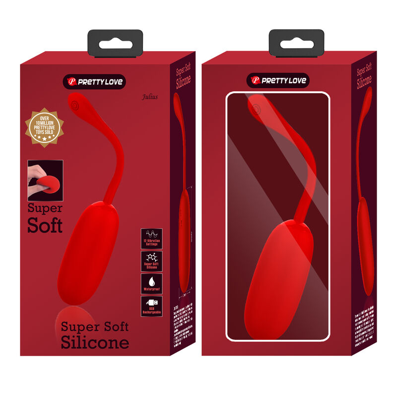 PRETTY LOVE - JULIUS WATERPROOF-RECHARGEABLE VIBRATING EGG RED - My naughty haven #
