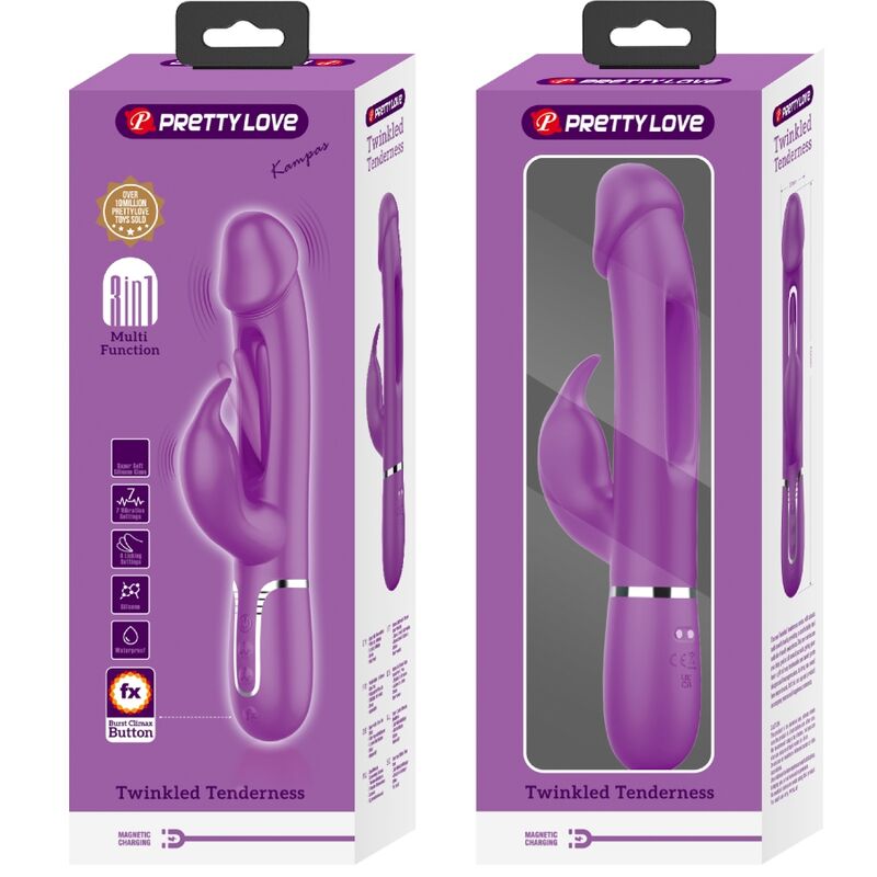 PRETTY LOVE - KAMPAS 3 IN 1 MULTIFUNCTION RABBIT VIBRATOR  PURPLE - My naughty haven #