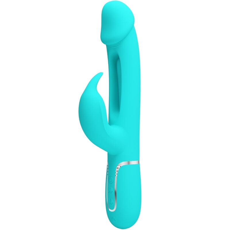 PRETTY LOVE - KAMPAS RABBIT 3 IN 1 MULTIFUNCTION VIBRATOR WITH TONGUE AQUA GREEN - My naughty haven #