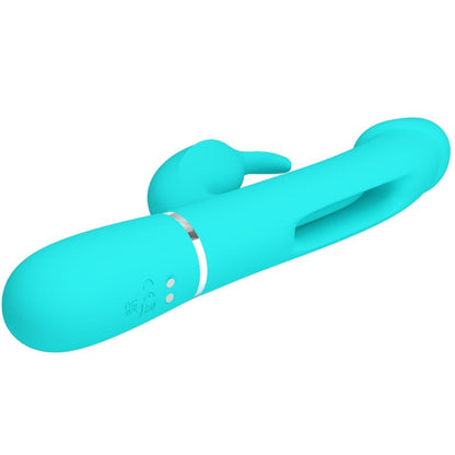 PRETTY LOVE - KAMPAS RABBIT 3 IN 1 MULTIFUNCTION VIBRATOR WITH TONGUE AQUA GREEN - My naughty haven #