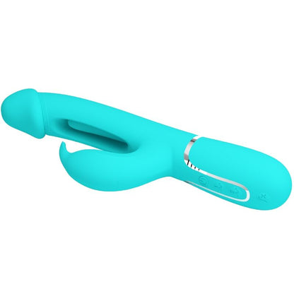 PRETTY LOVE - KAMPAS RABBIT 3 IN 1 MULTIFUNCTION VIBRATOR WITH TONGUE AQUA GREEN - My naughty haven #