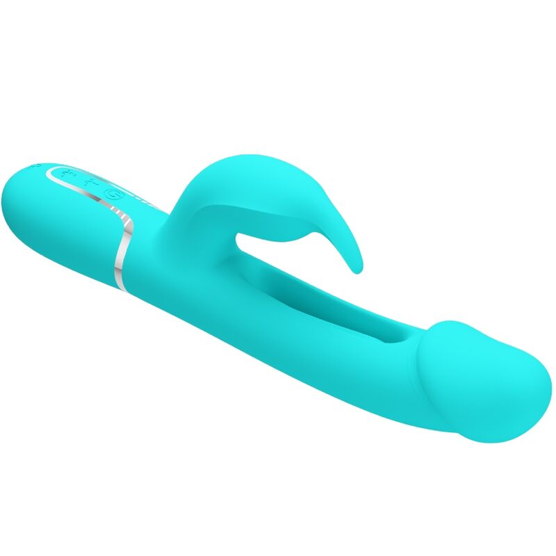 PRETTY LOVE - KAMPAS RABBIT 3 IN 1 MULTIFUNCTION VIBRATOR WITH TONGUE AQUA GREEN - My naughty haven #