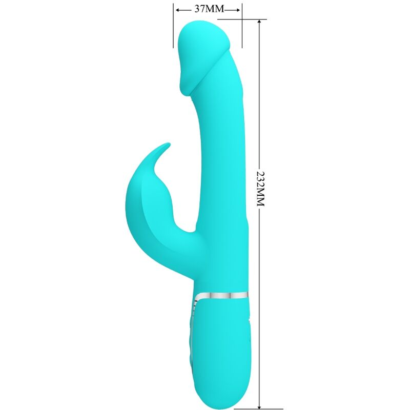 PRETTY LOVE - KAMPAS RABBIT 3 IN 1 MULTIFUNCTION VIBRATOR WITH TONGUE AQUA GREEN - My naughty haven #