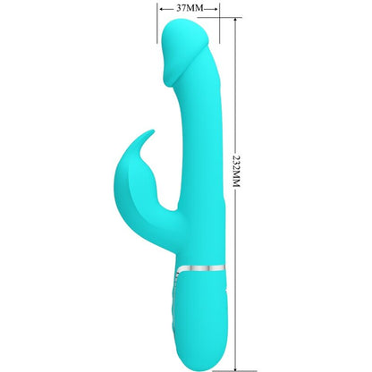 PRETTY LOVE - KAMPAS RABBIT 3 IN 1 MULTIFUNCTION VIBRATOR WITH TONGUE AQUA GREEN - My naughty haven #