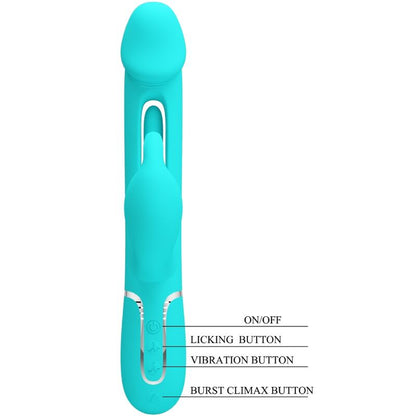 PRETTY LOVE - KAMPAS RABBIT 3 IN 1 MULTIFUNCTION VIBRATOR WITH TONGUE AQUA GREEN - My naughty haven #