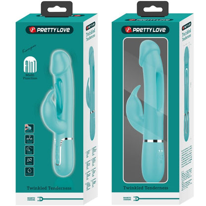 PRETTY LOVE - KAMPAS RABBIT 3 IN 1 MULTIFUNCTION VIBRATOR WITH TONGUE AQUA GREEN - My naughty haven #