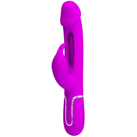 PRETTY LOVE - KAMPAS RABBIT 3 IN 1 MULTIFUNCTION VIBRATOR WITH TONGUE FUCHSIA - My naughty haven #
