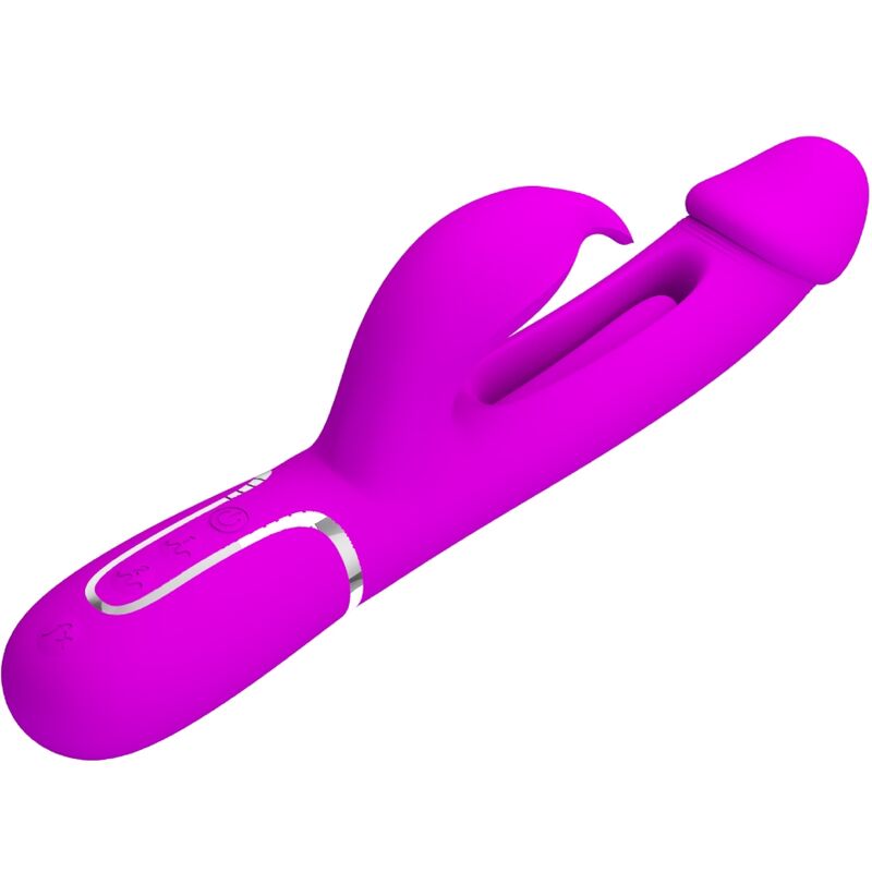PRETTY LOVE - KAMPAS RABBIT 3 IN 1 MULTIFUNCTION VIBRATOR WITH TONGUE FUCHSIA - My naughty haven #