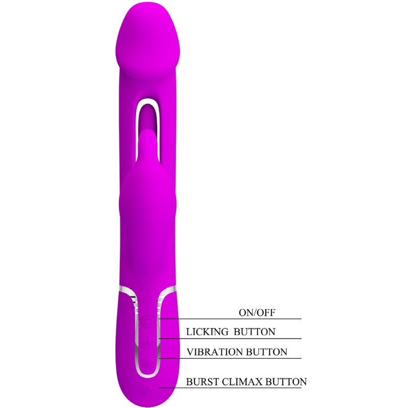 PRETTY LOVE - KAMPAS RABBIT 3 IN 1 MULTIFUNCTION VIBRATOR WITH TONGUE FUCHSIA - My naughty haven #
