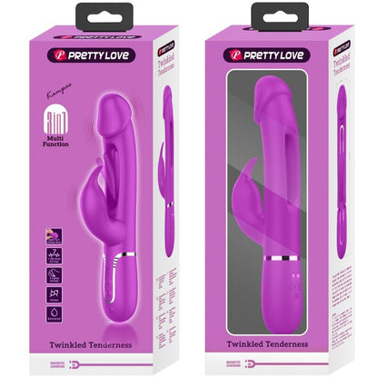 PRETTY LOVE - KAMPAS RABBIT 3 IN 1 MULTIFUNCTION VIBRATOR WITH TONGUE FUCHSIA - My naughty haven #
