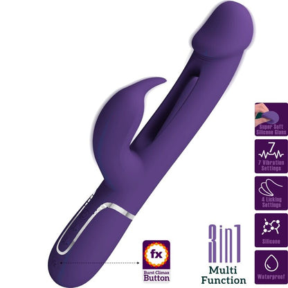 PRETTY LOVE - KAMPAS RABBIT 3 IN 1 MULTIFUNCTION VIBRATOR WITH TONGUE VIOLET - My naughty haven #